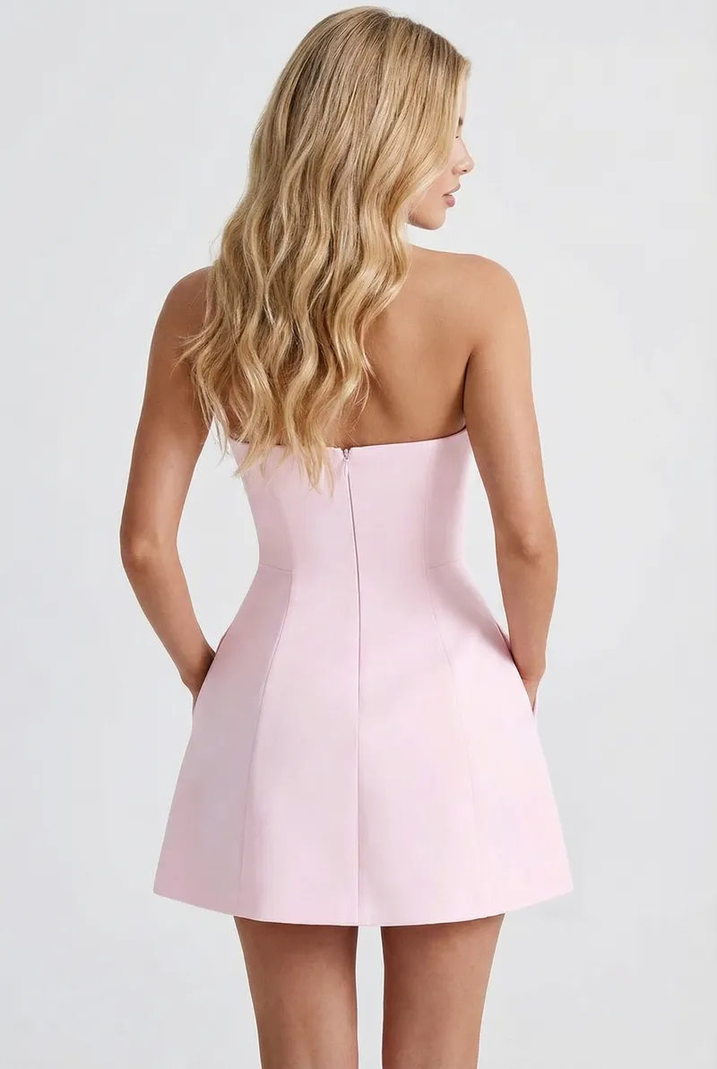 Carly Strapless Mini Dress - Pink
