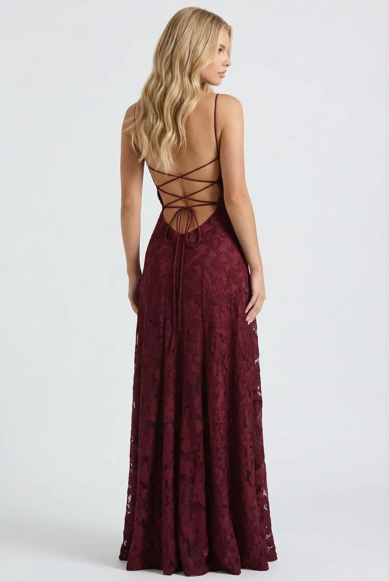 Francis Butterfly Maxi Dress - Burgundy