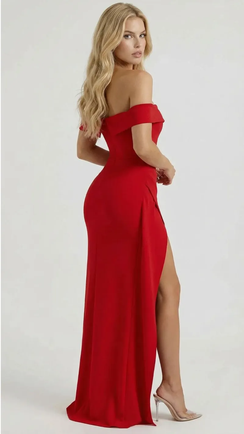 Valentina Ruched Maxi Dress - Red