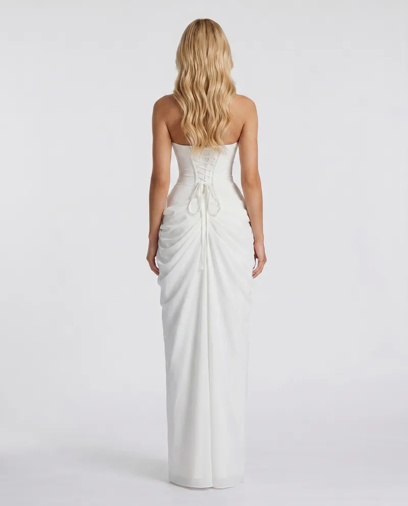 Cyrana Ruched Maxi Dress - White