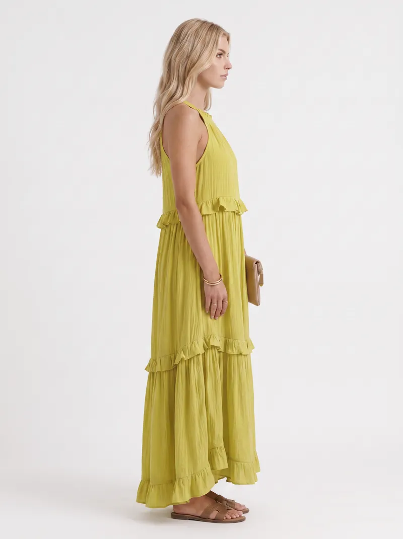 Thea Tiered Maxi Dress - Yellow