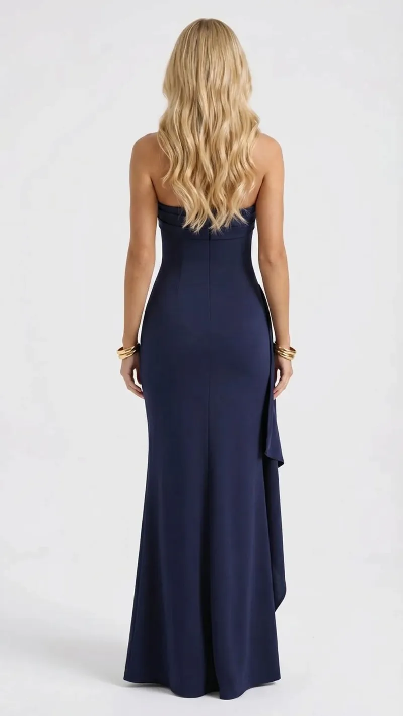 Diana Ruched Maxi Dress - Navy