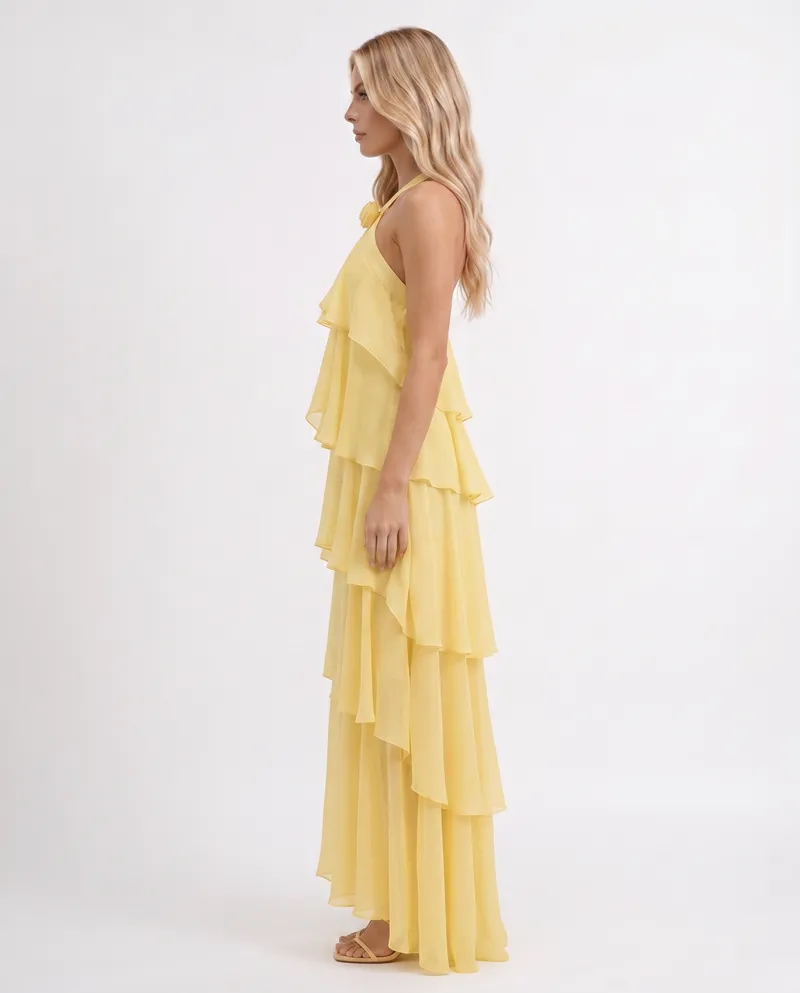 Felicia Tiered Maxi Dress - Yellow