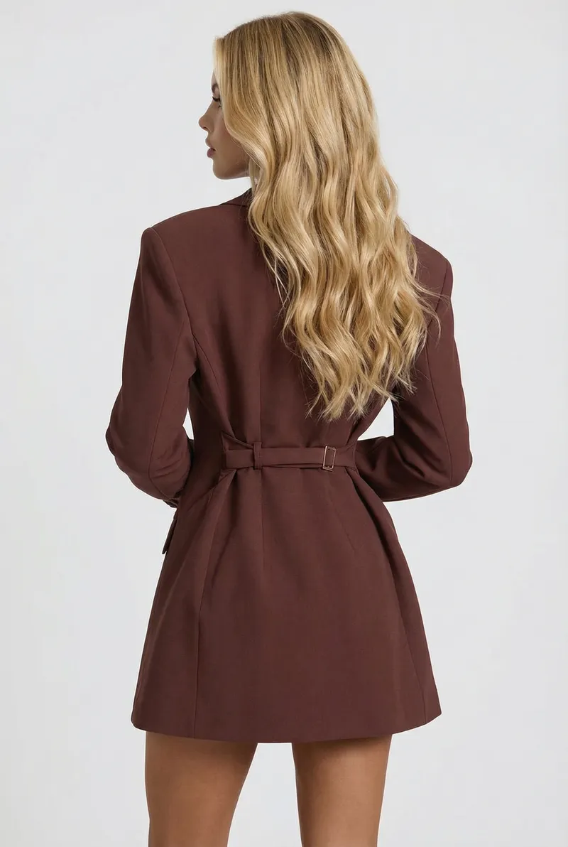 Colette Blazer Mini Dress - Brown