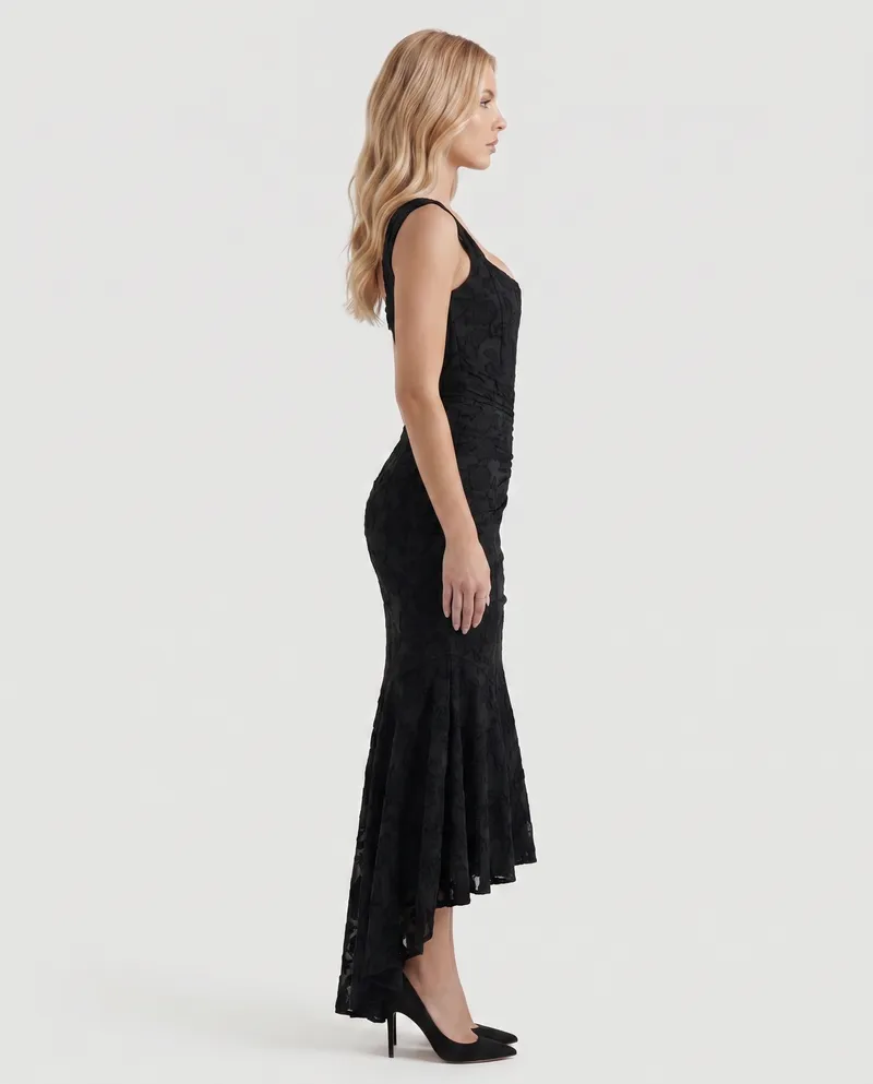 Carisia Corset Maxi Dress - Black