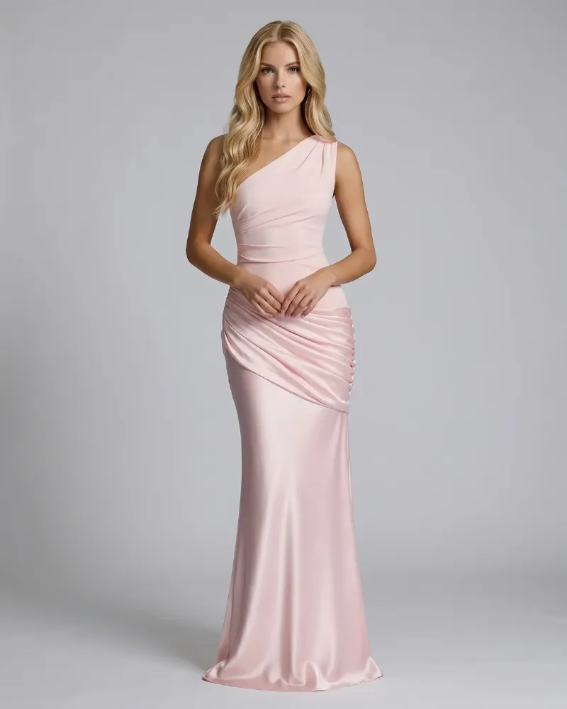 Noelle Draped Maxi Dress - Pink