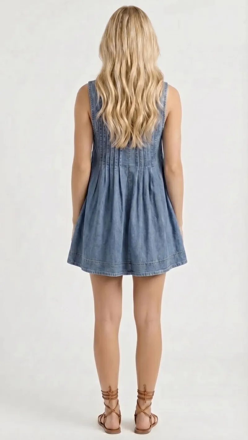 Mia Denim Tie Mini Dress