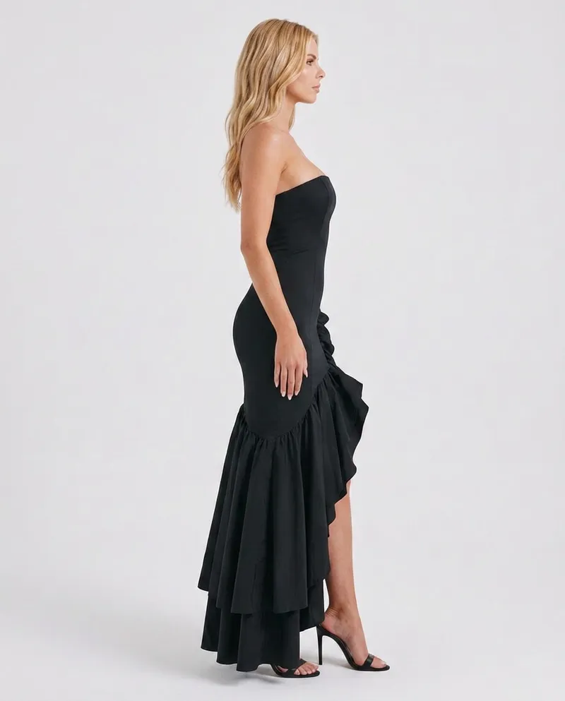 Eloise Ruffle Maxi Dress - Black