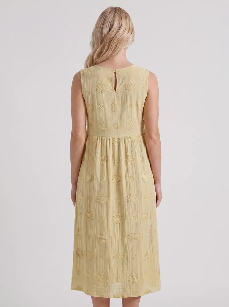 Elin Embroidered Midi Dress - Light Yellow
