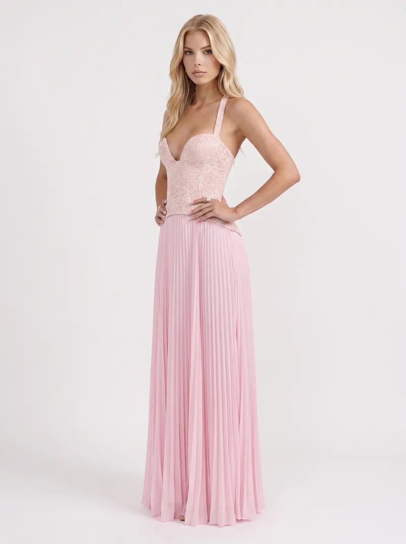 Anneliese Lace Maxi Dress - Pink