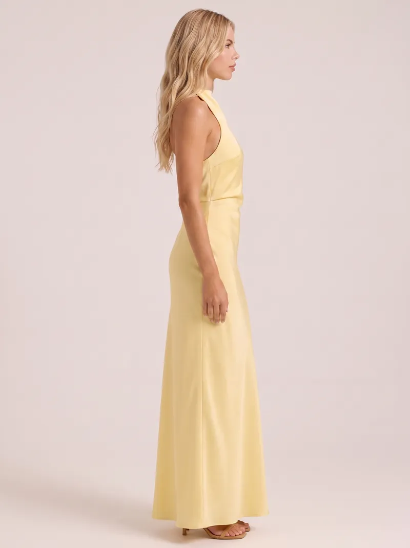 Rosanne Satin Maxi Dress - Lemon