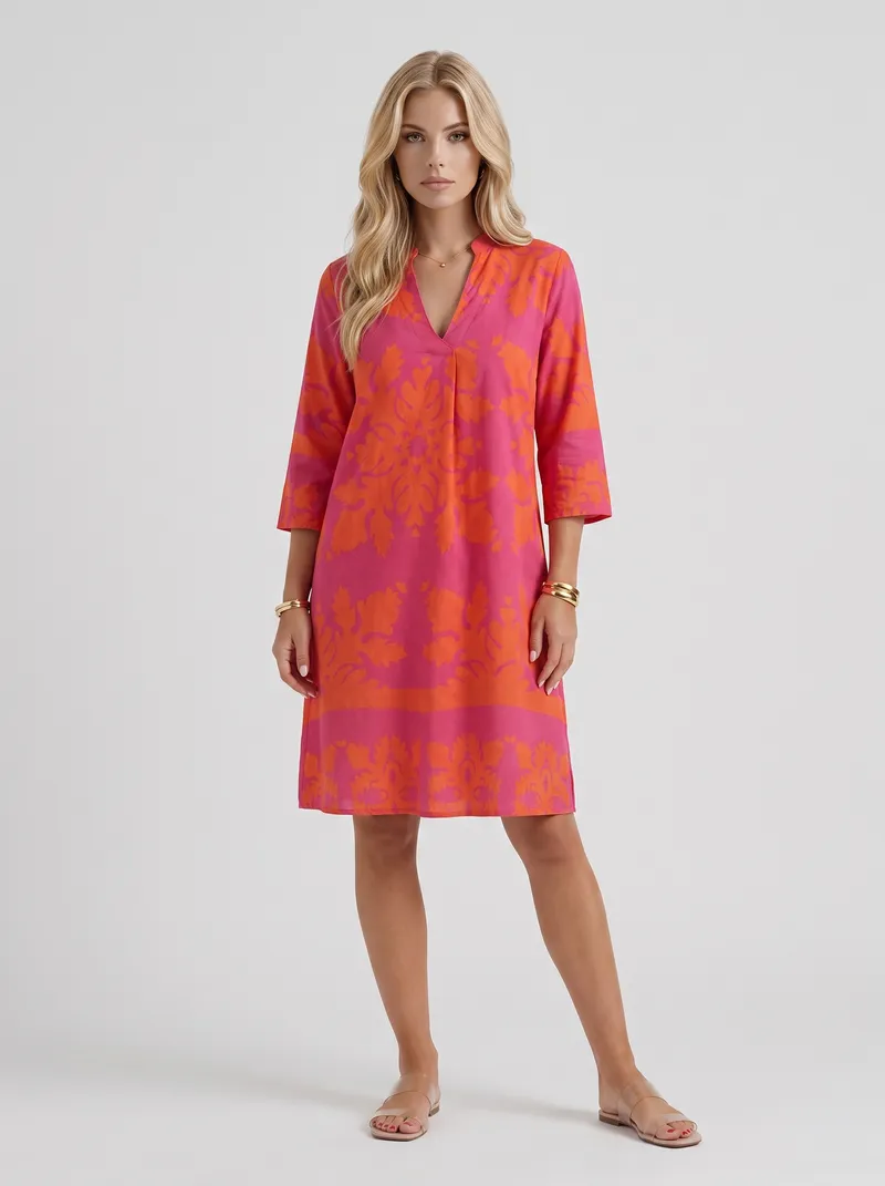 Marije Floral Midi Dress - Orange