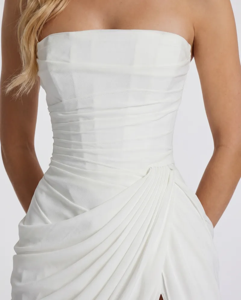 Cyrana Ruched Maxi Dress - White