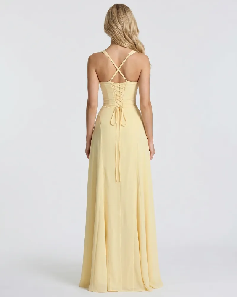Ava Corset Maxi Dress - Yellow