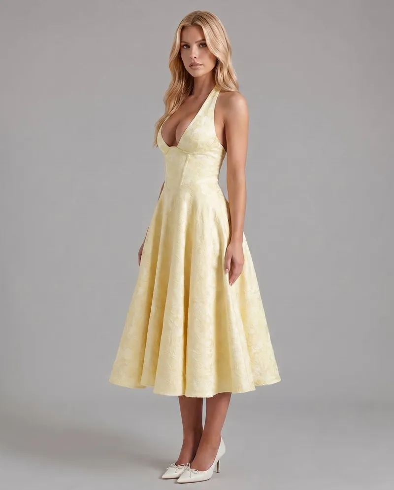 Effie Midi Dress - Lemon