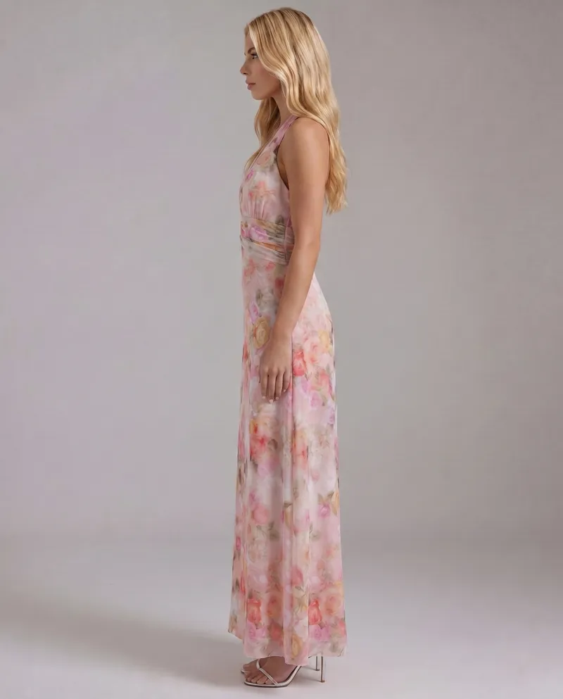 Sarah Plunge Maxi Dress - Pink