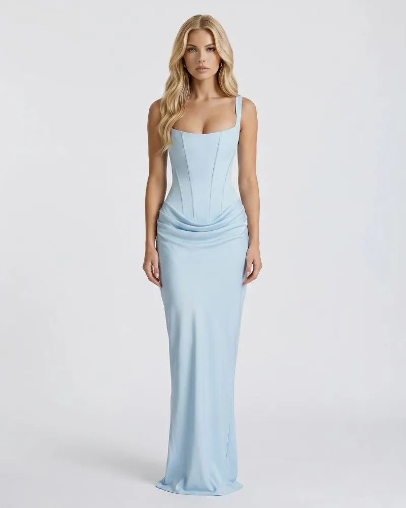 Cerene Corset Maxi Dress - Glacier Blue