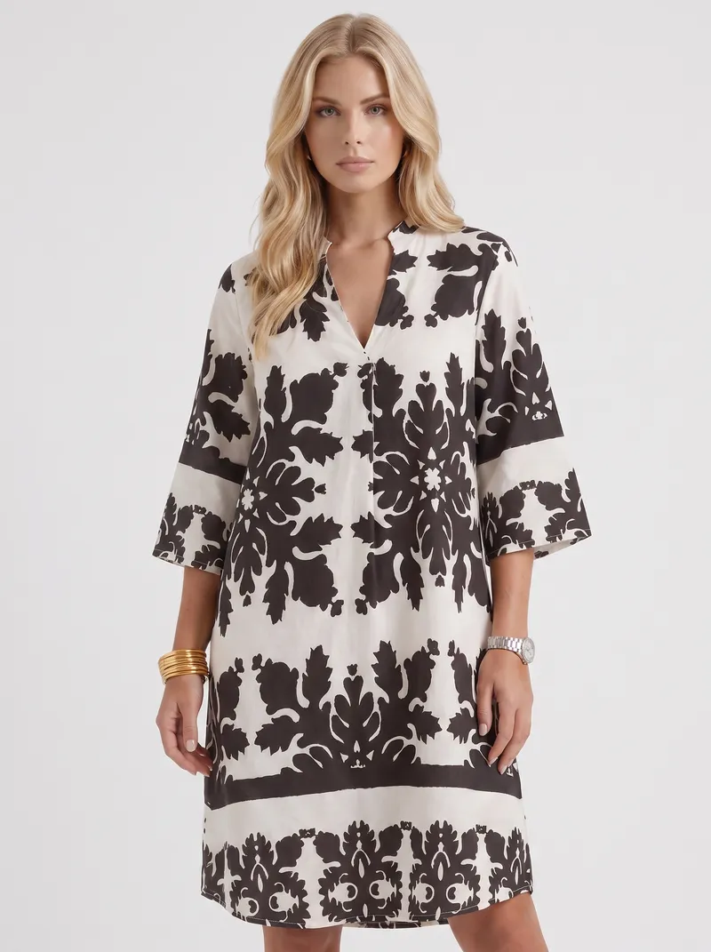 Marije Floral Midi Dress - White