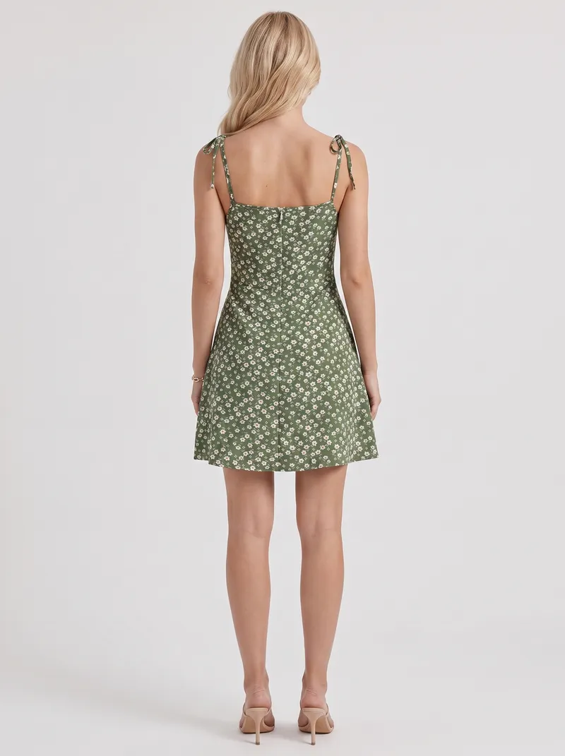 Pippa Ruched Mini Dress - Army Green