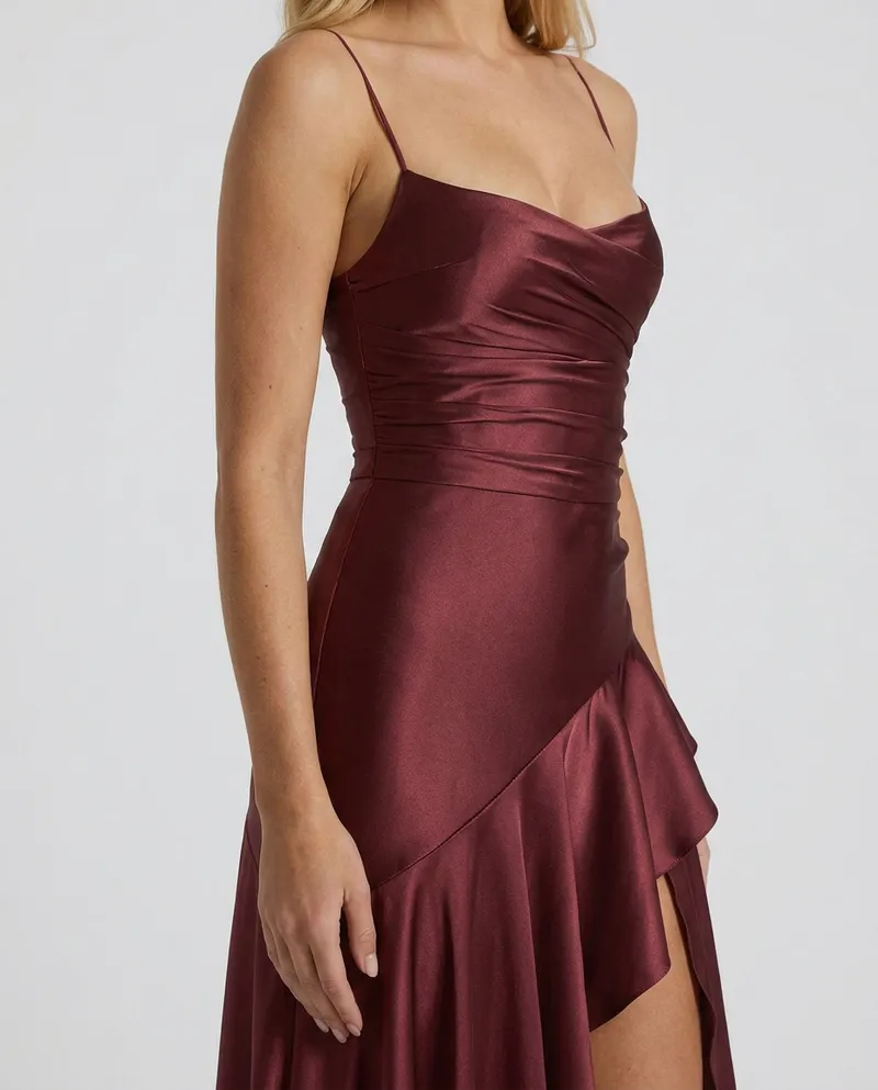 Rosalie Cowl Maxi Dress - Cherry Lacquer