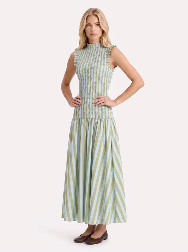 Willa Smocked Maxi Dress - Green