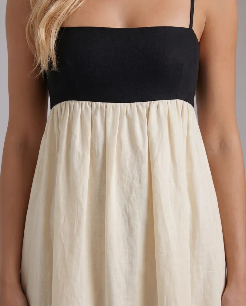 Aria Patchwork Slip Maxi Dress - Black & White
