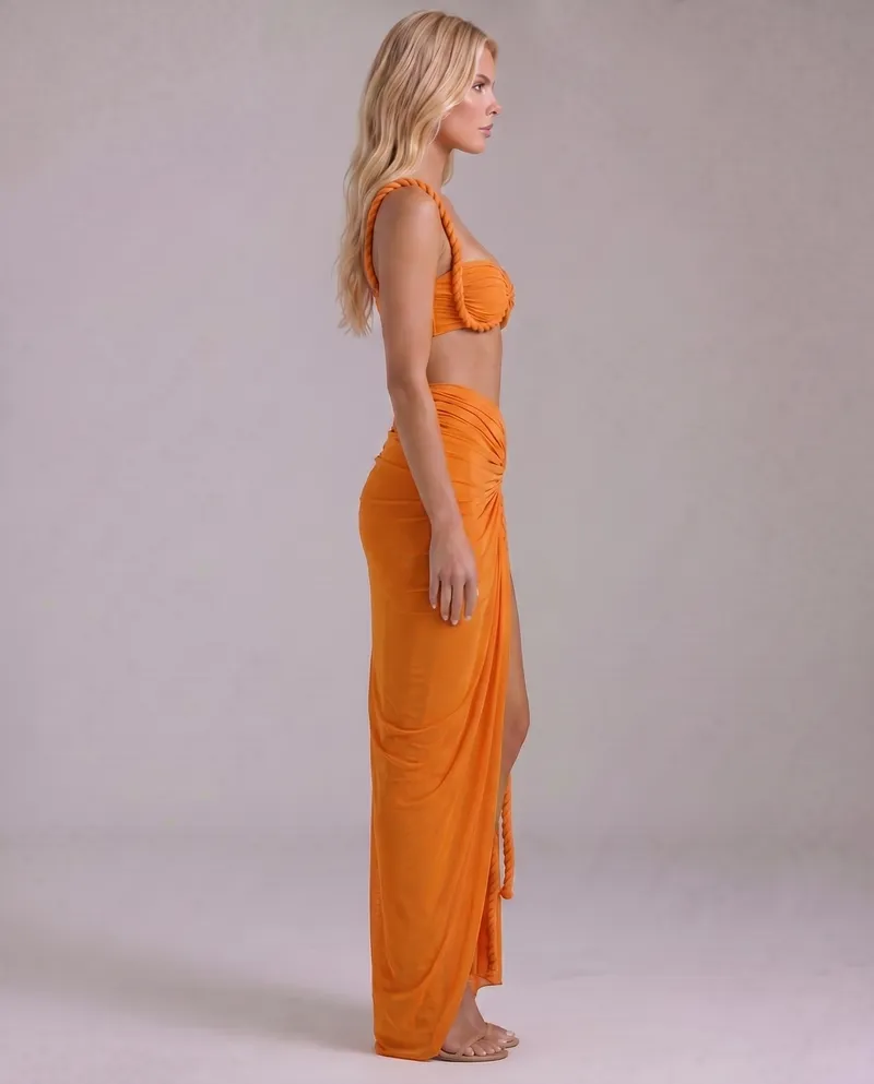 Zendeya Satin Slip Maxi Dress - Orange