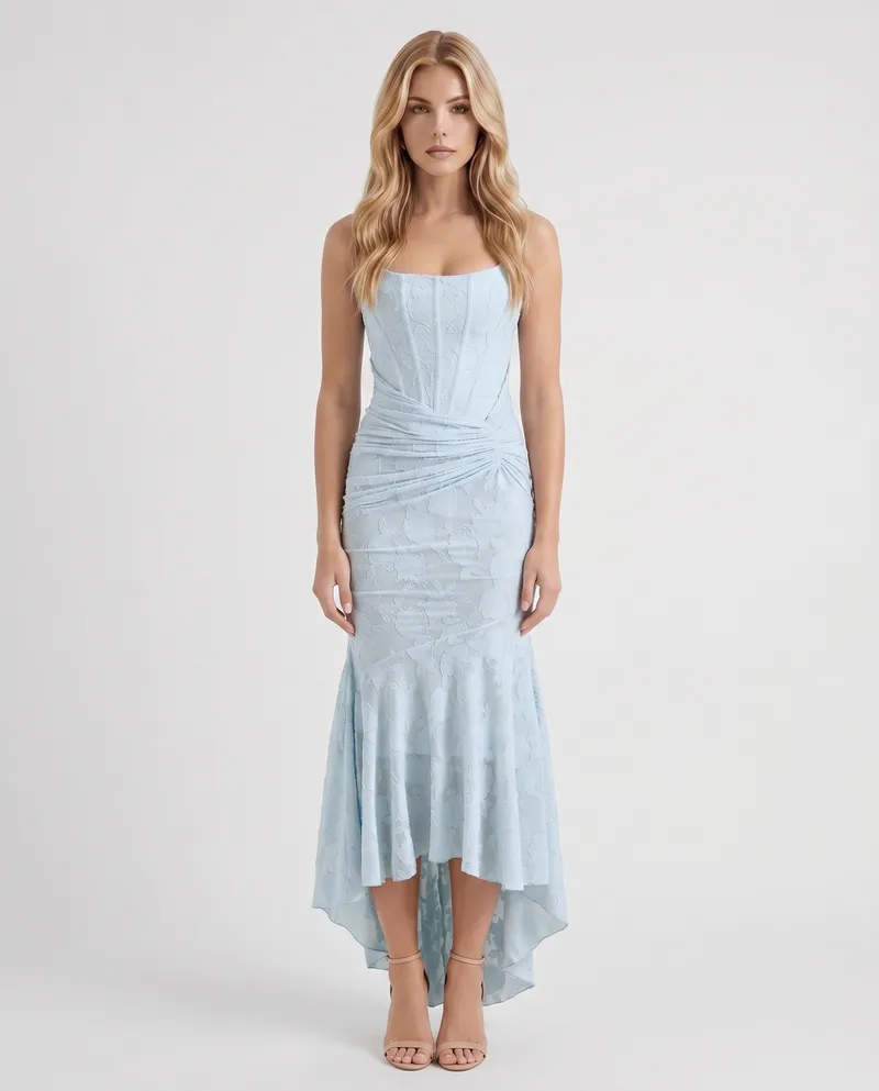 Carisia Corset Maxi Dress - Light Blue