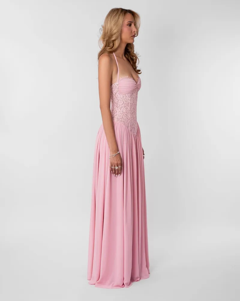 Isabella Lace Maxi Dress - Pink