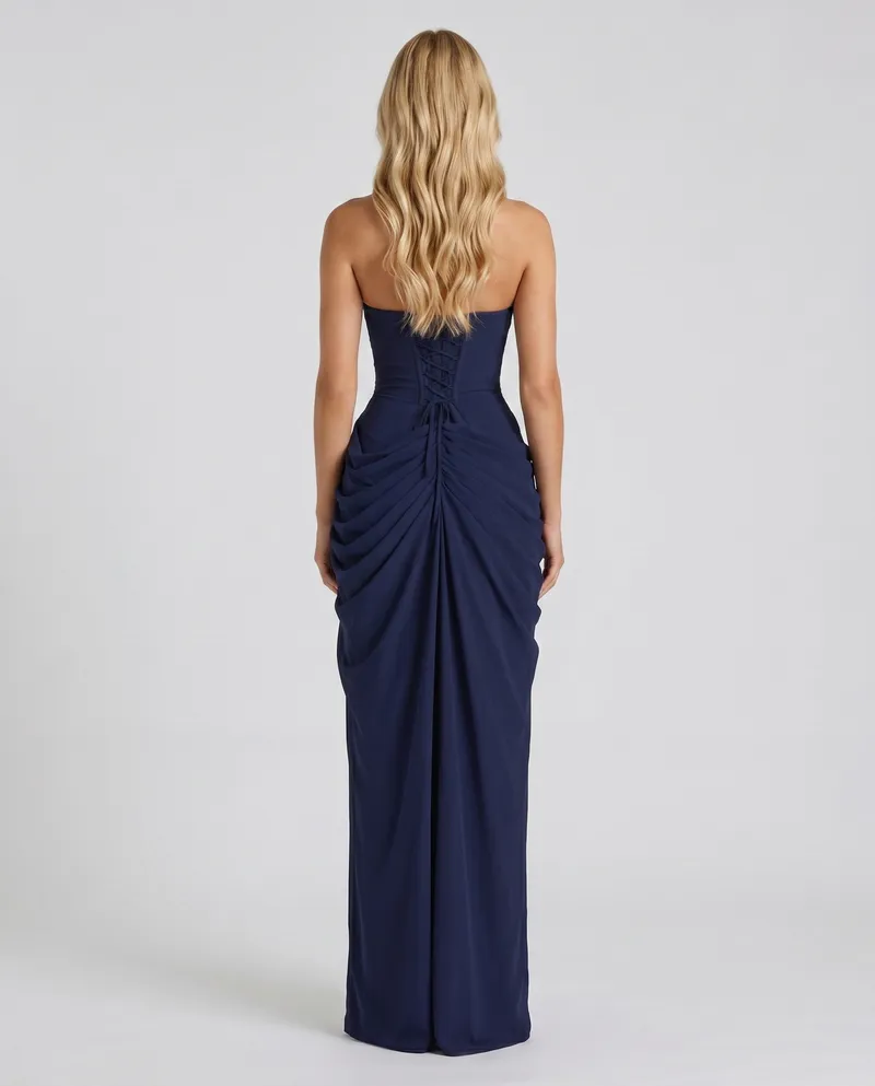 Cyrana Ruched Maxi Dress - Navy
