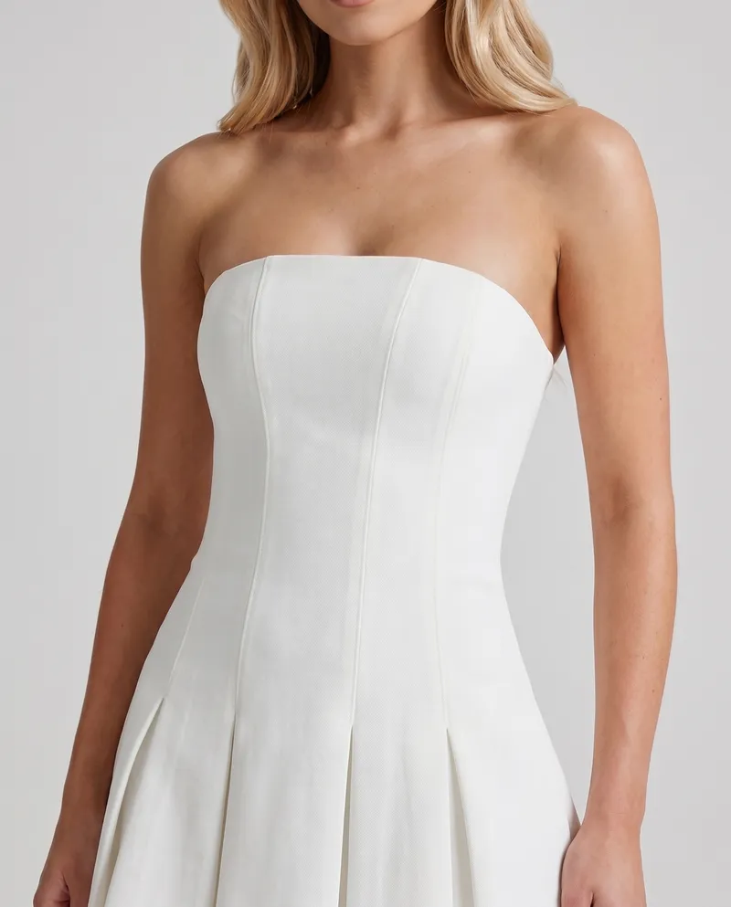 Bryony Pleated Mini Dress - Ivory