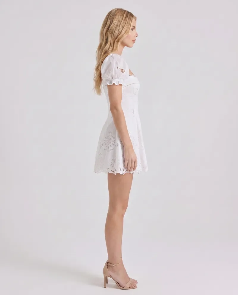 Sara Flare Mini Dress - White