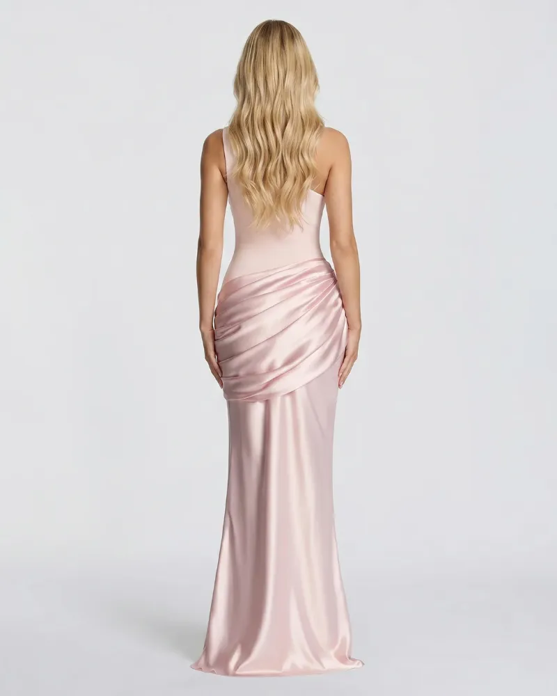 Noelle Draped Maxi Dress - Pink