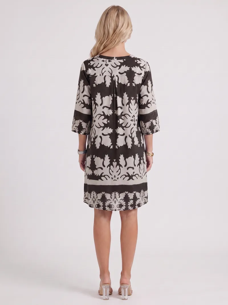Marije Floral Midi Dress - Black