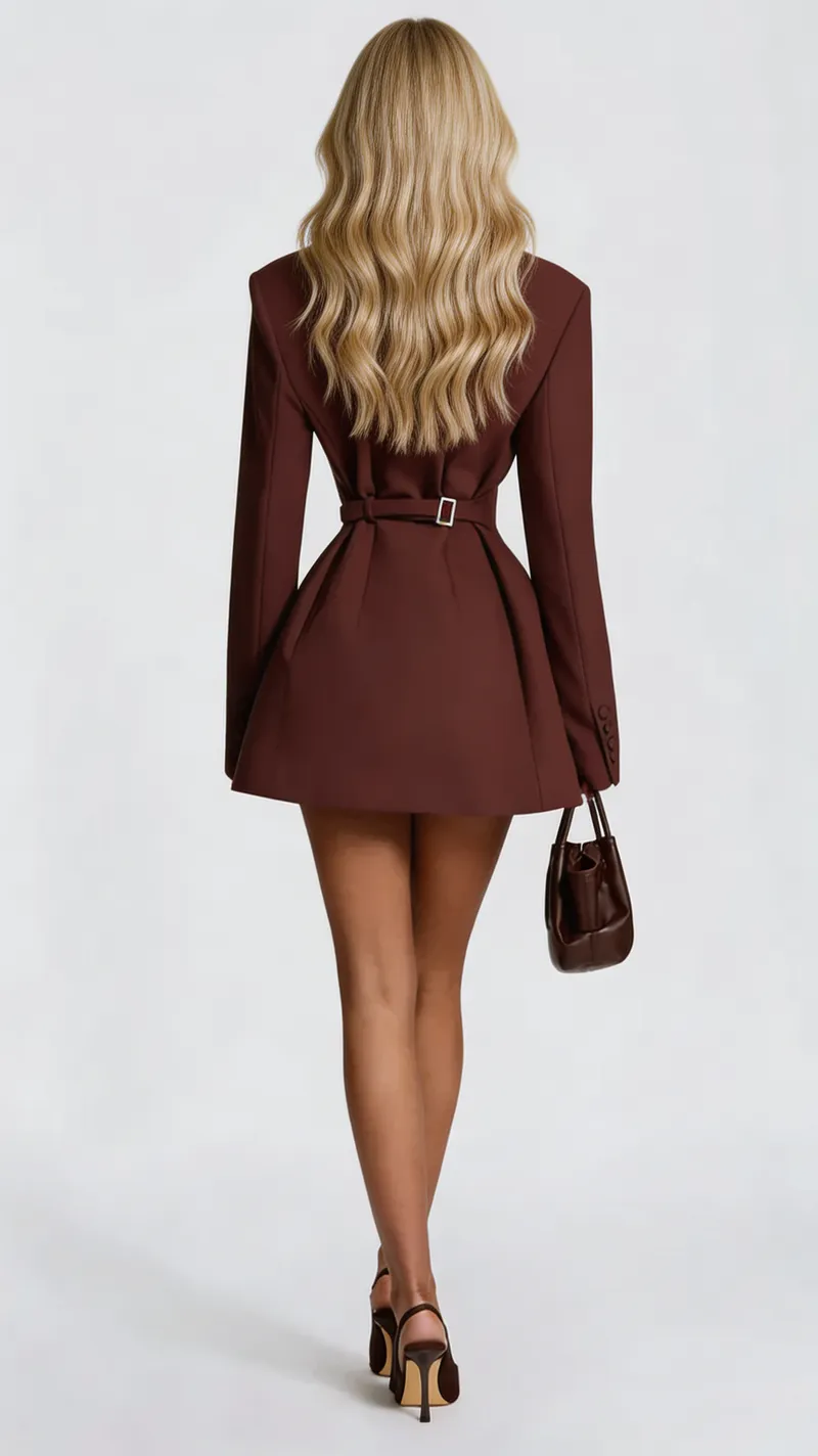 Colette Blazer Mini Dress - Brown