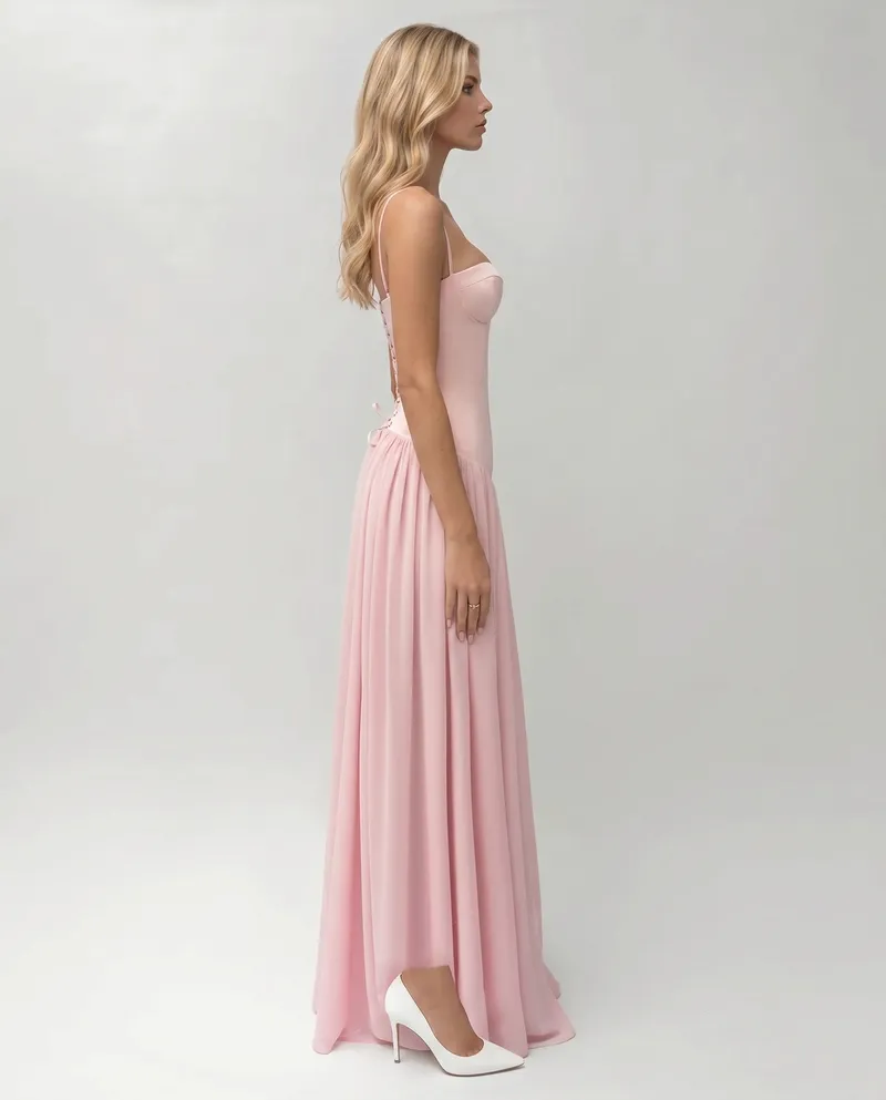 Rosa Corset Maxi Dress - Pink