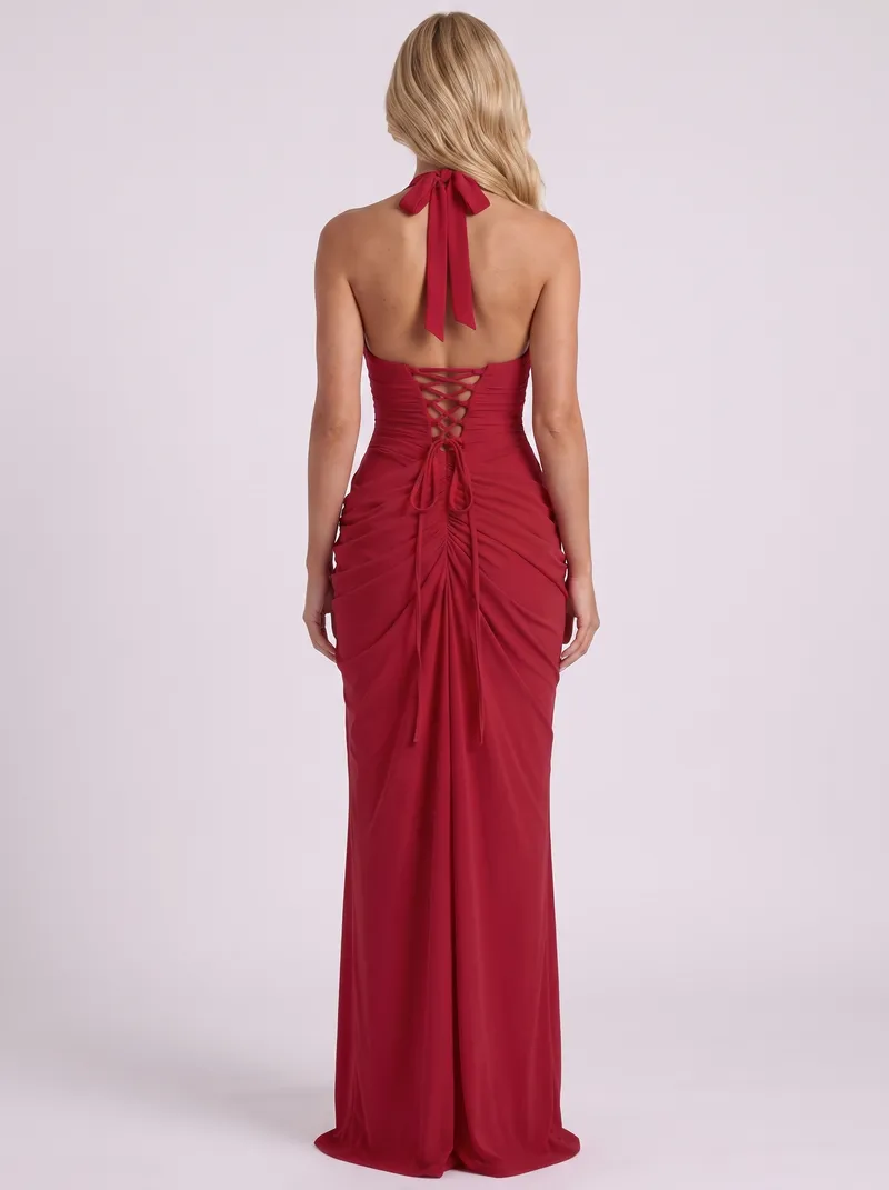 Yvette Wrap Maxi Dress - Red