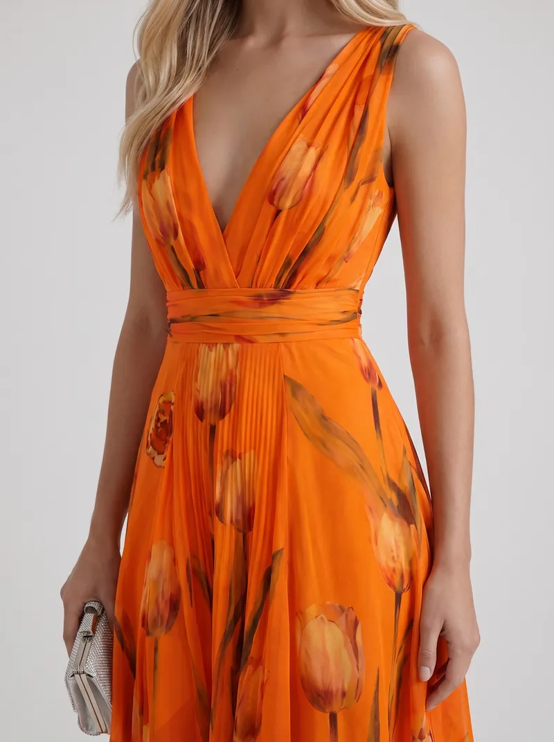Fleur Floral Maxi Dress - Orange