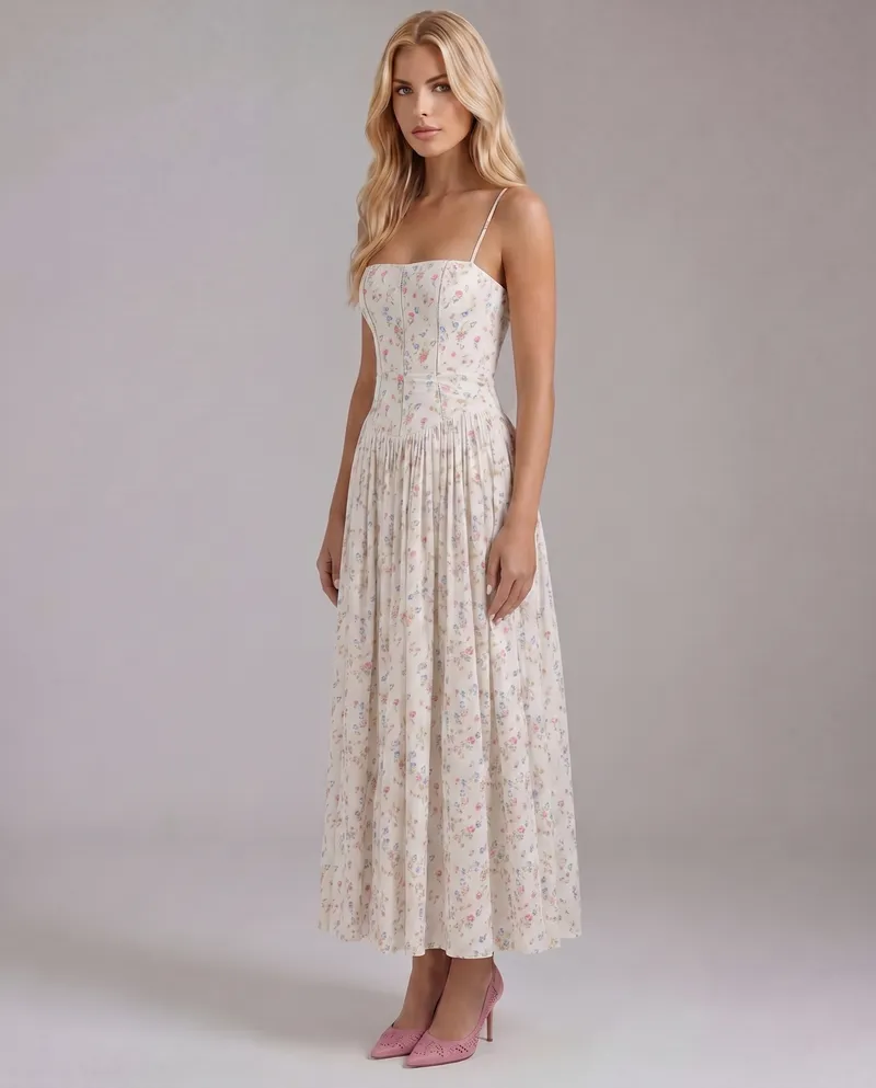 Cielle Floral Midi Dress - Floral Print