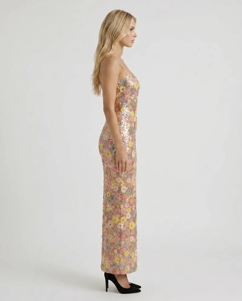 Gwynne Floral Sequin Maxi Dress - Multi