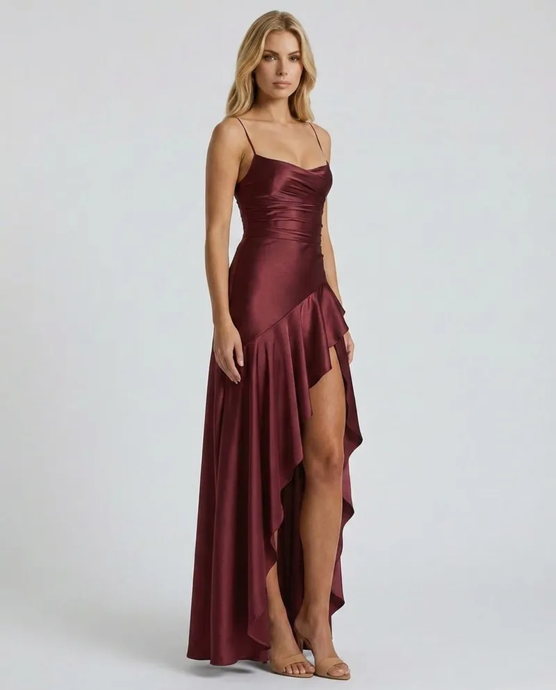 Rosalie Cowl Maxi Dress - Cherry Lacquer