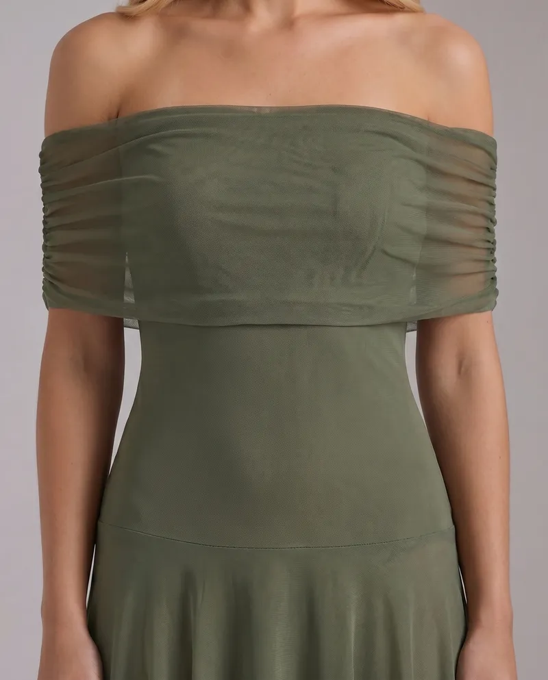 Milena Draped Maxi Dress - Green