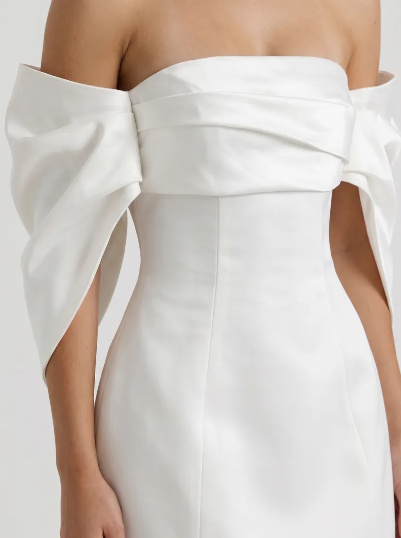 Daisy Off Shoulder Fold Over Mini Dress - Ivory