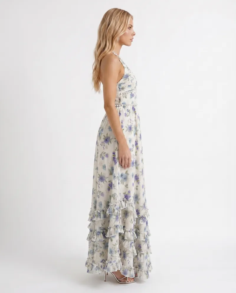 Bianca Ruffle Maxi Dress - Garden Mist