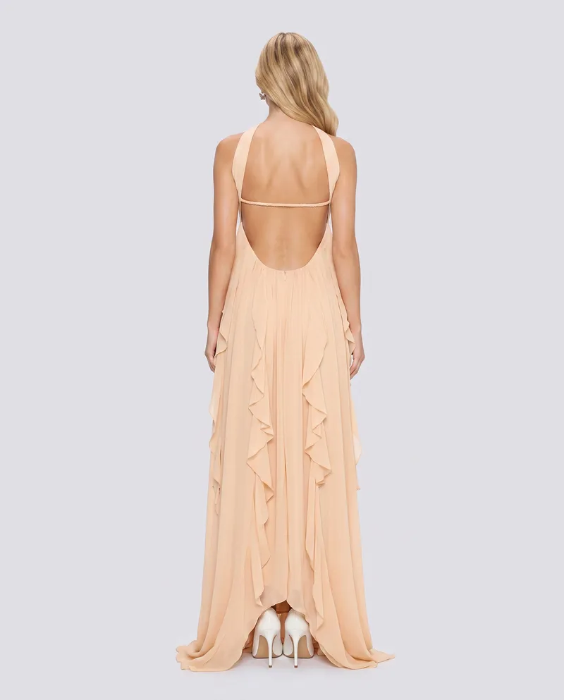 Catherine Halter Maxi Dress - Peach