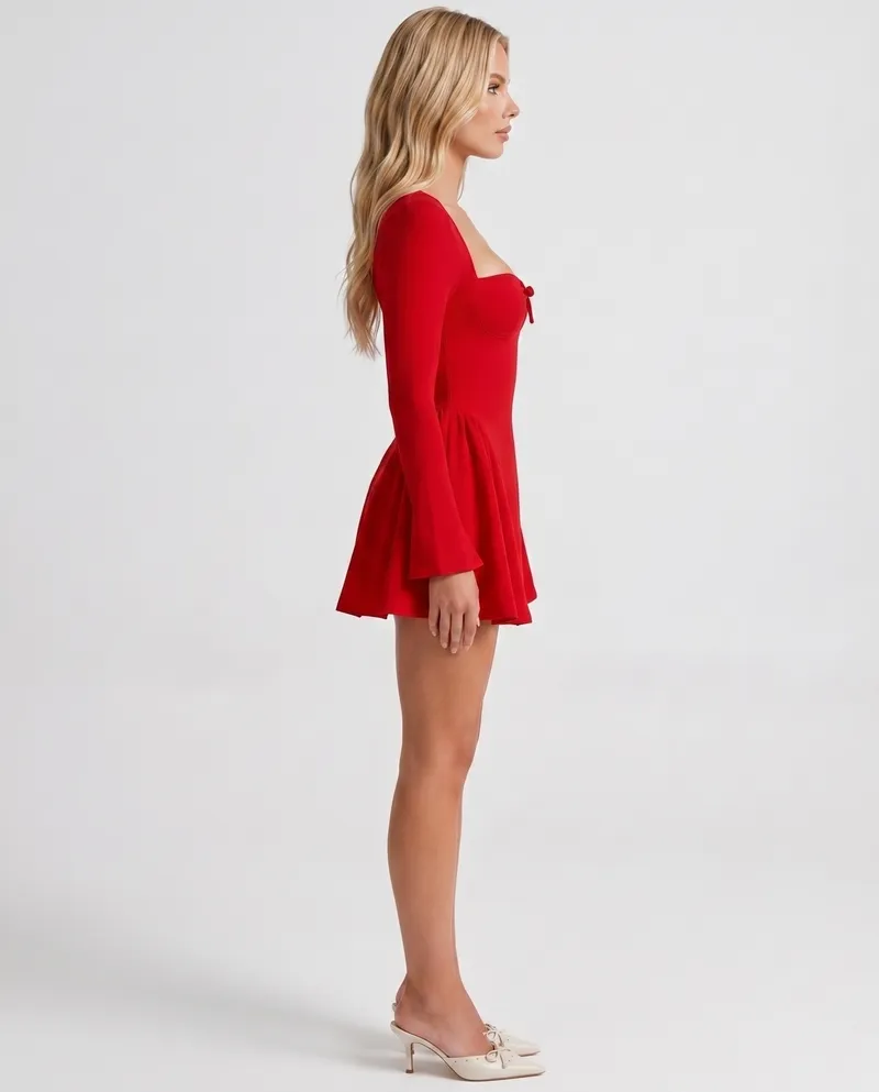 Megan Knot Mini Dress - Red