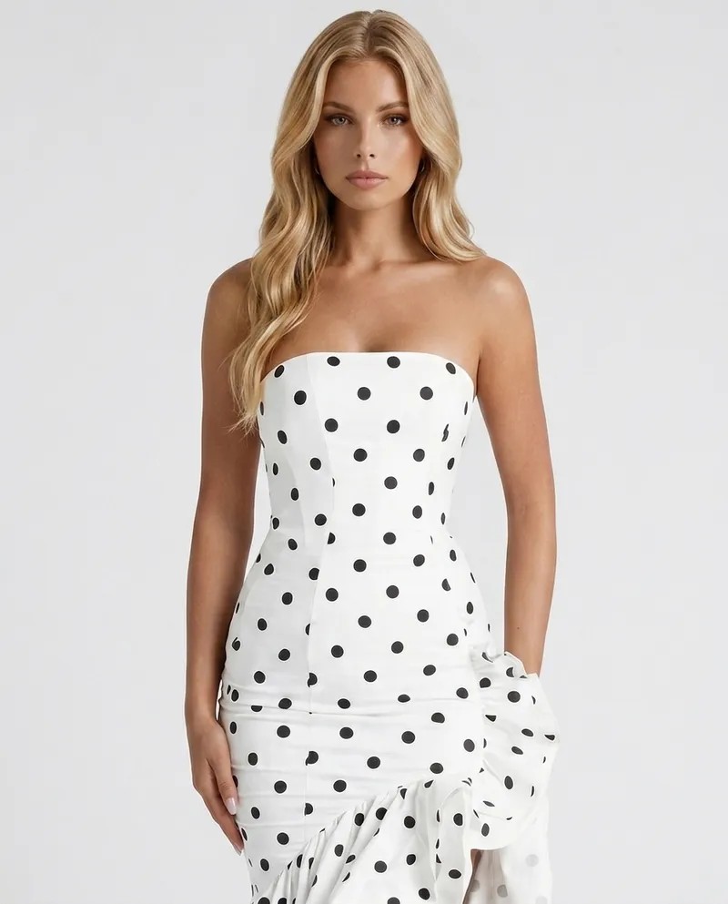 Eloise Ruffle Maxi Dress - Black Polka Dot