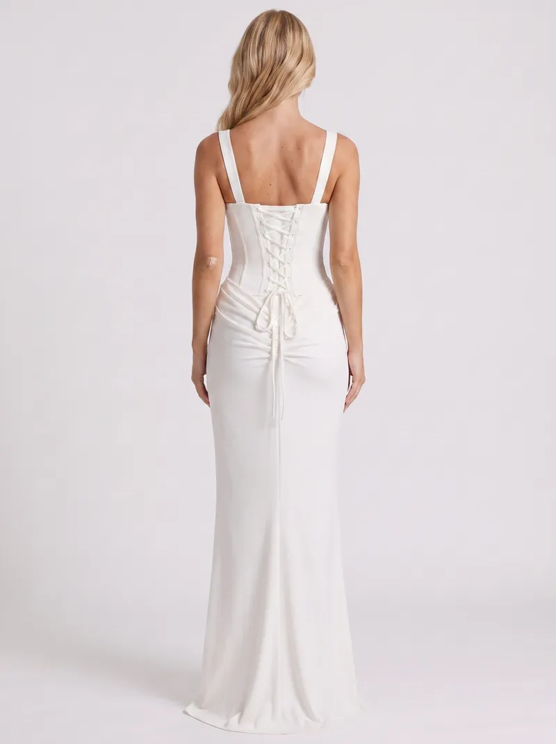 Octavia Corset Maxi Dress - White