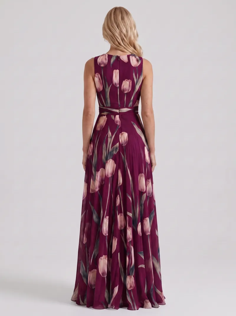 Fleur Floral Maxi Dress - Burgundy