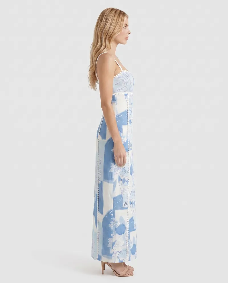 Ona Print Maxi Dress - Mediterranean Blue